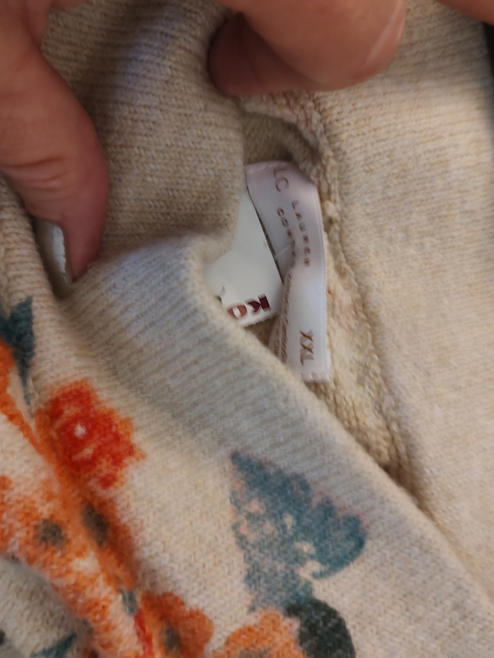 LC Lauren Conrad Cream Midi Skirt with Orange & Green Floral Print - Picture 3 of 5